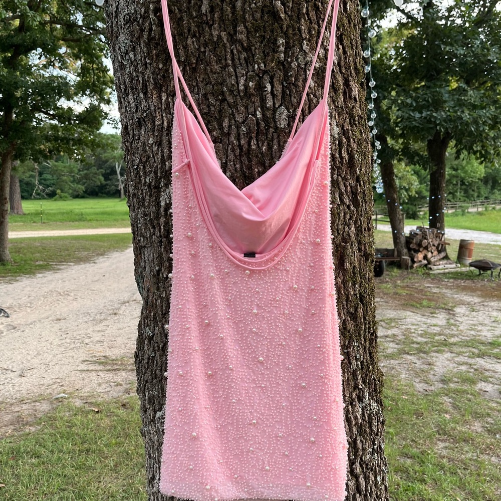Windsor Pink Beaded Prom Dress